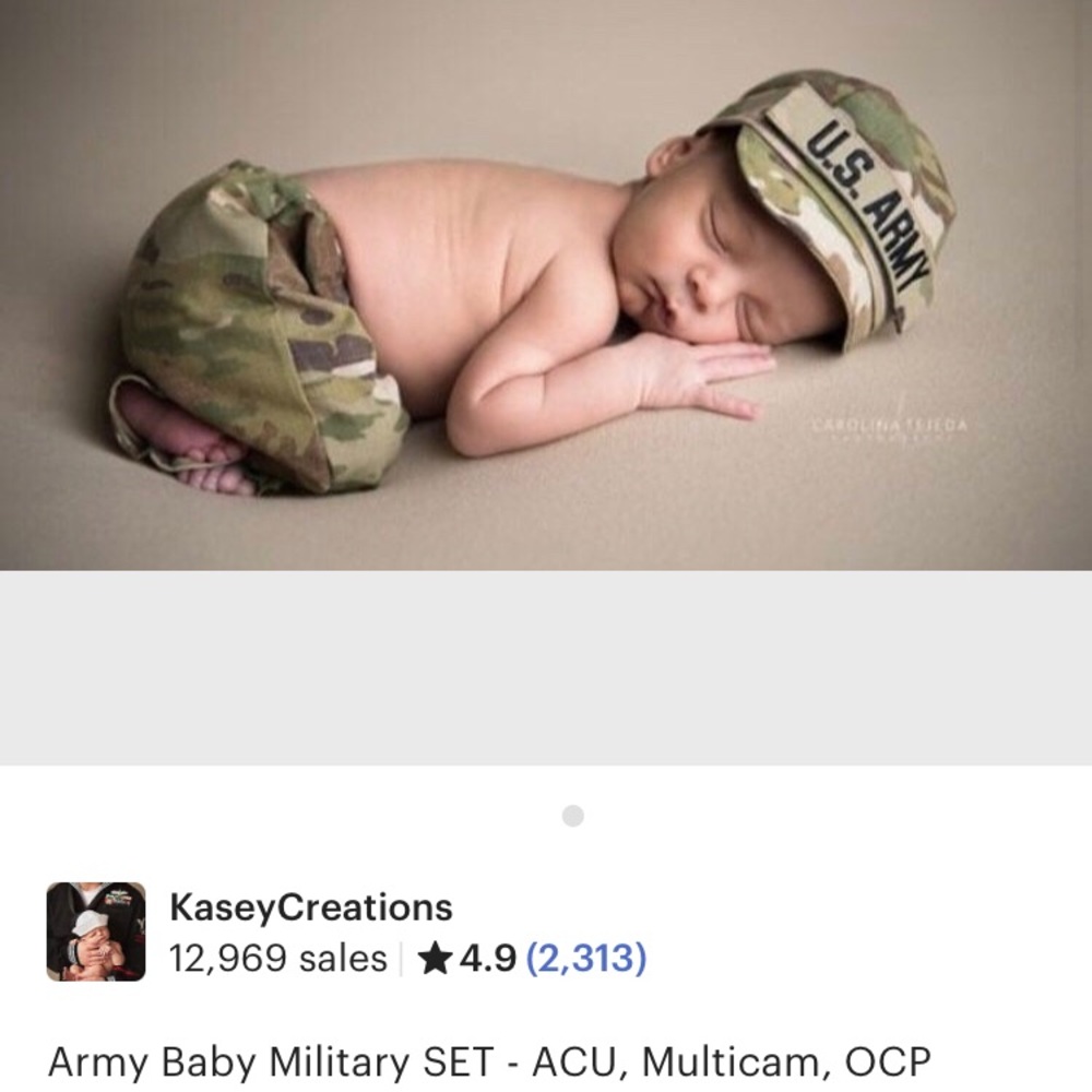 Newborn US army OCP pants and hat for newborn photoshoot newborn size